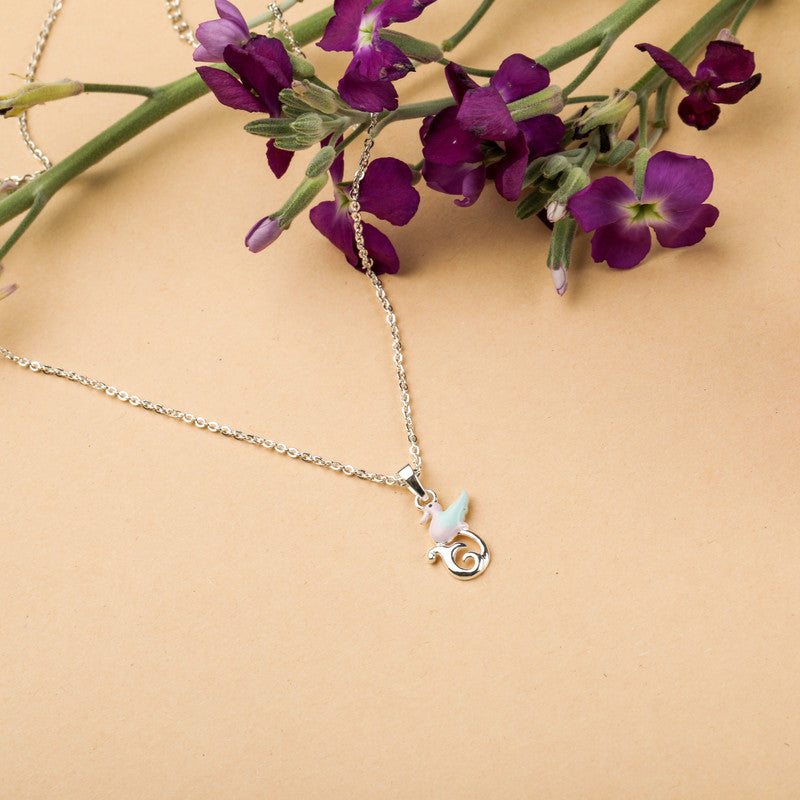 Kids Duck Pendant Necklace for Kids in 925 Silver styled on playful background