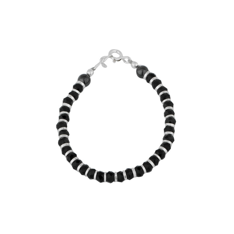 Kids Silver Charm Nazariya in 925 Sterling Silver with Black Beads and Silver Charm