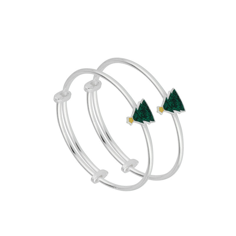 Kids Silver Tree Kada in 925 Sterling Silver with Tree Charm Design