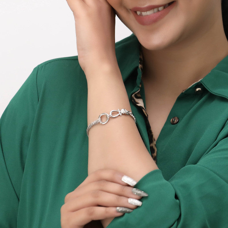Stylish Kira 925 Silver Bracelet perfect for Navratri outfits and Diwali looks