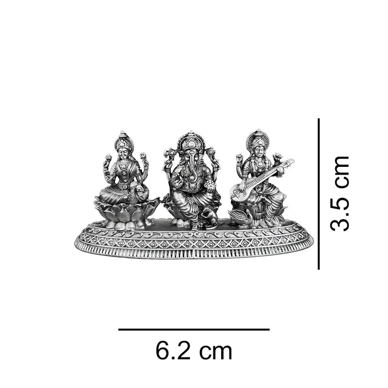 925 Silver Lakshmi Ganesh Saraswati Ji 2D Idol Set