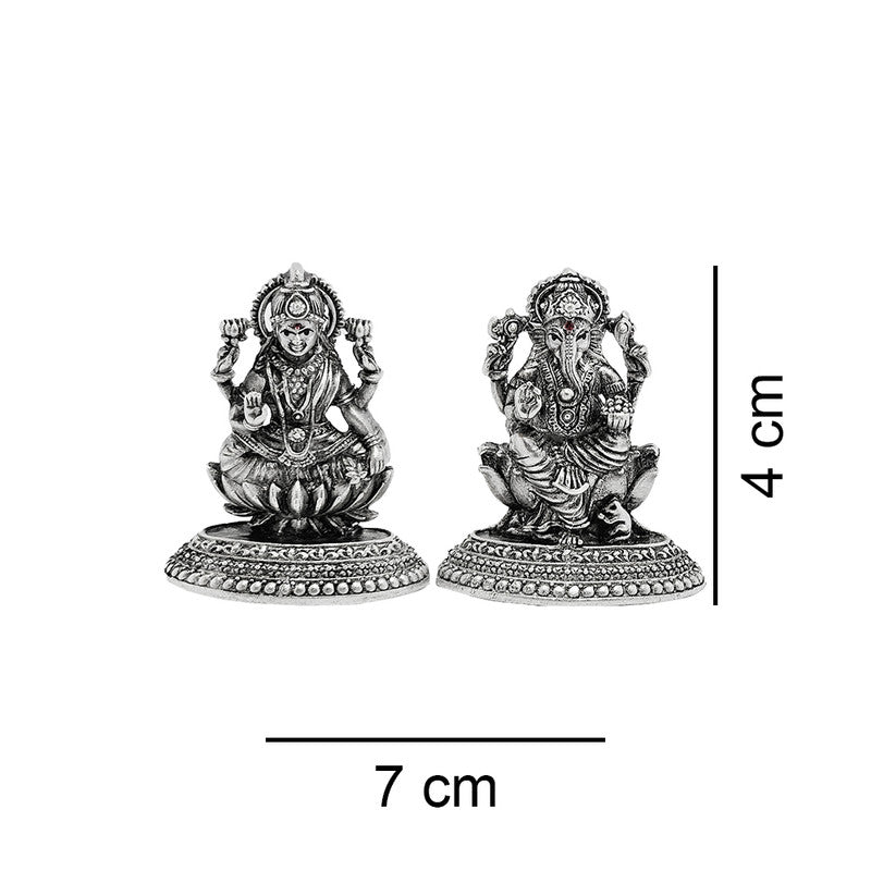 925 Pure Silver Lakshmi Ganesh Ji 2D Idol