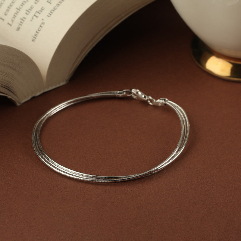 Layered 925 Silver Bracelet – Premium Silver Gift for Rakhi, Karwa Chauth & Diwali Celebrations