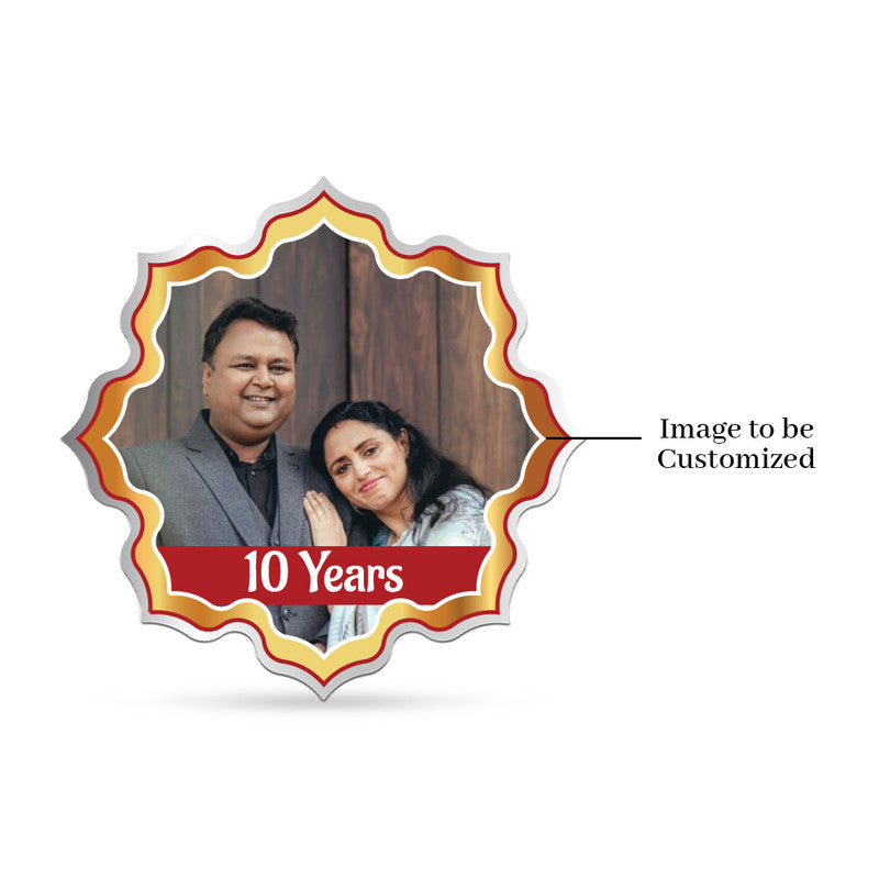 Personalized 10th Anniversary Silver Coin – Lotus Theme with Couple Image