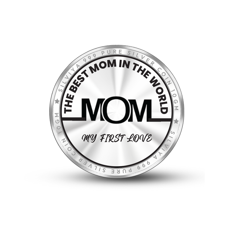 Backside view of round 999 pure silver Mother’s Day gift coin with polished finish.