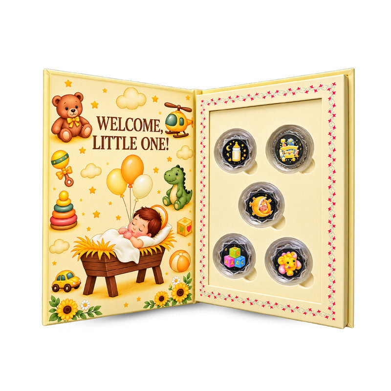 Newborn baby 999 pure silver five coin set with gift box
