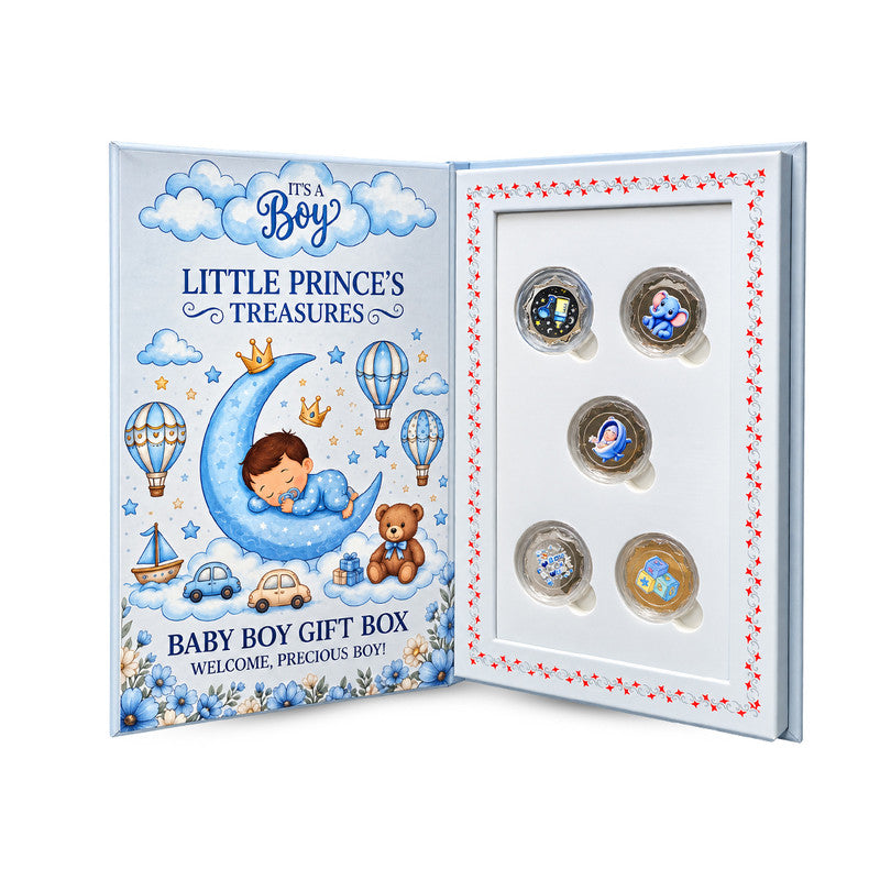 Newborn baby boy 999 pure silver five coin set with gift box