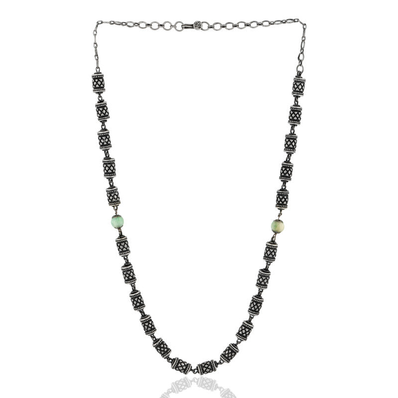 Oxidised Silver Beaded Mala Necklace – Traditional 925 Silver Jewellery for Women, Perfect for Festive and Ethnic Wear