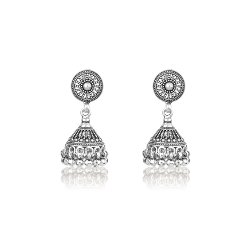 Oxidised silver jhumka earrings for women – traditional ethnic jewelry perfect for festive wear, wedding functions, and Diwali celebrations