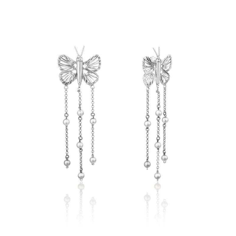 Classic oxidized 925 silver butterfly earrings – festive season jewelry gift for women during Diwali and weddings
