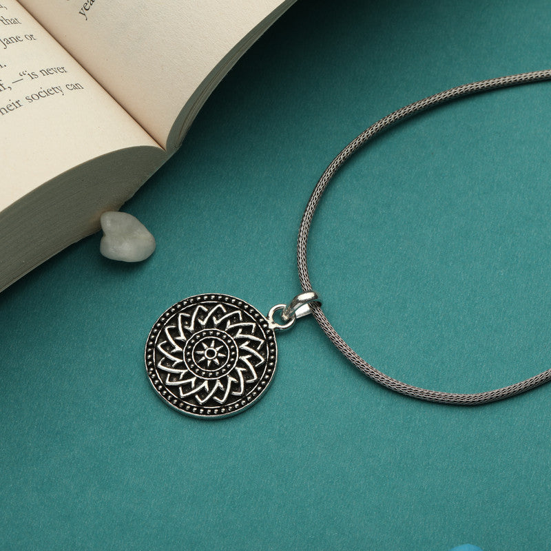Oxidized Silver Choker Pendant displayed props – elegant silver jewelry gift for Raksha Bandhan, Bhai Dooj and Diwali celebrations