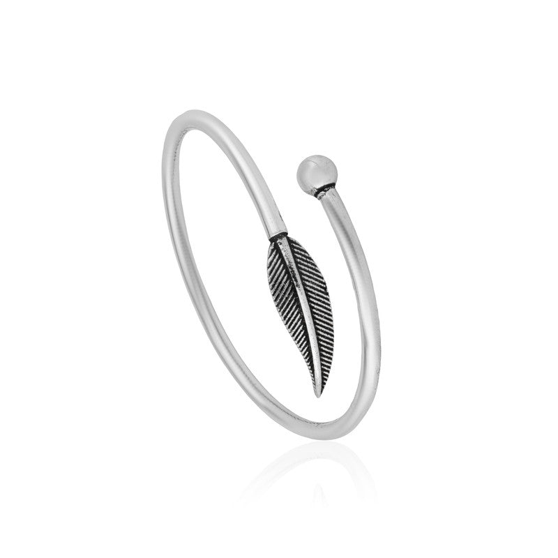 Buy Oxidized Silver Feather Kada online on white background