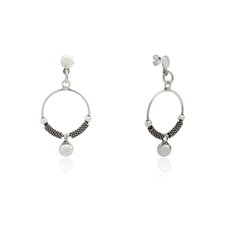 Oxidized Silver Ladybug Dangler Earrings Close-Up – Detailed 925 Silver Jewellery for Women’s Festive Collection