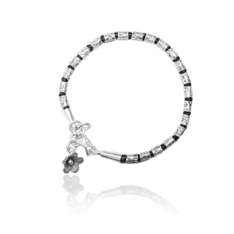 Oxidized silver bracelet with lucky charm, lucky charm, oxidized bracelet