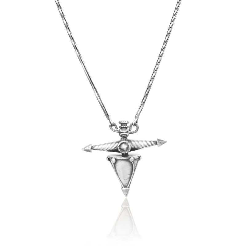 925 sterling oxidised criss cross silver necklace designed for temple jewelry and bridal styling