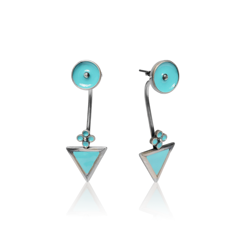 Classic oxidized silver detachable earrings – festive season jewelry gift for women during Diwali and weddings