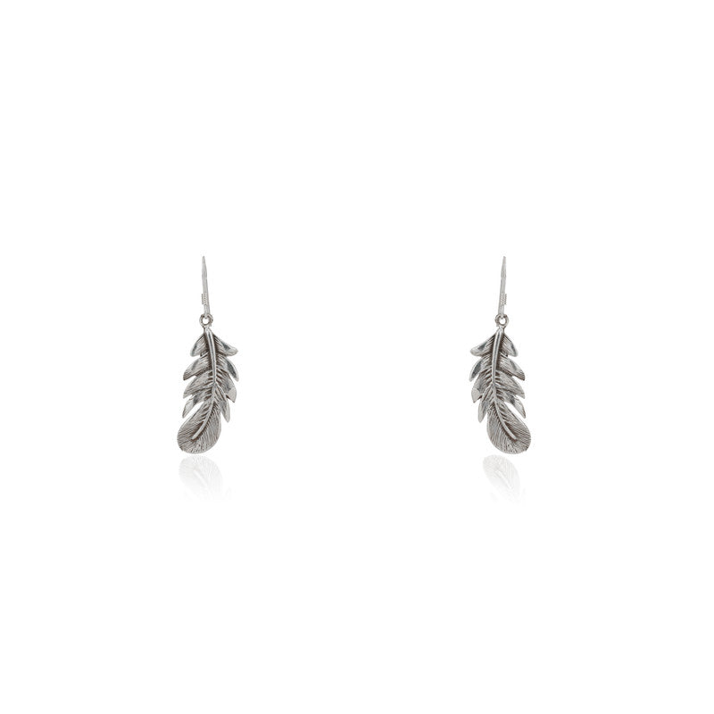 Oxidized silver feather earrings for women – ethnic festive jewelry perfect for Diwali, Navratri, and traditional occasions
