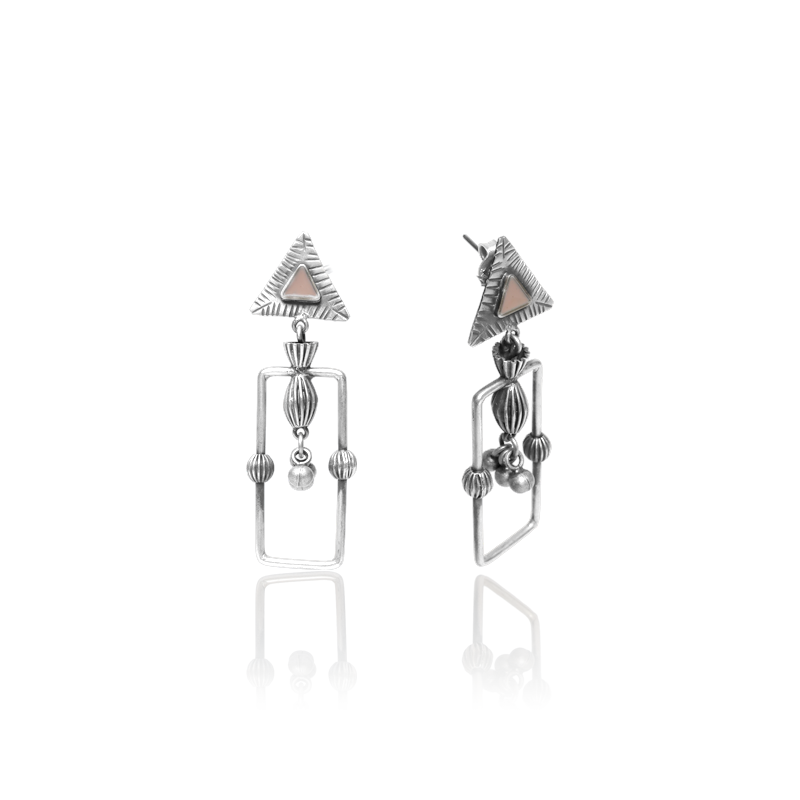 Classic oxidized silver helmer earrings – festive season jewelry gift for women during Diwali and weddings