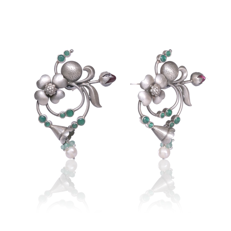 Oxidized silver lookalike earrings – stylish ethnic jewelry and unique festive gift option for women