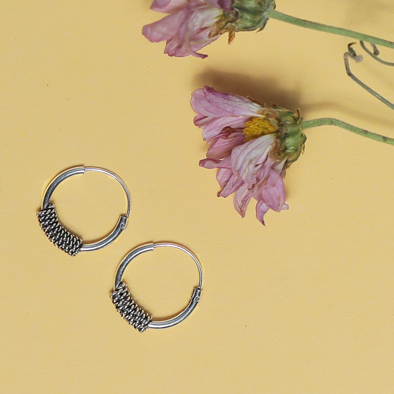 oxidized silver spring bali earrings – traditional festive jewelry for Indian outfits and parties