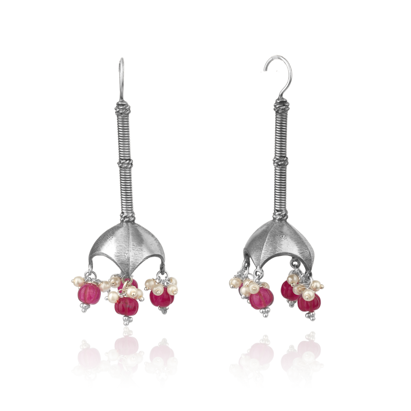 Classic oxidized silver tassel earrings – festive season jewelry gift for women during Diwali and weddings