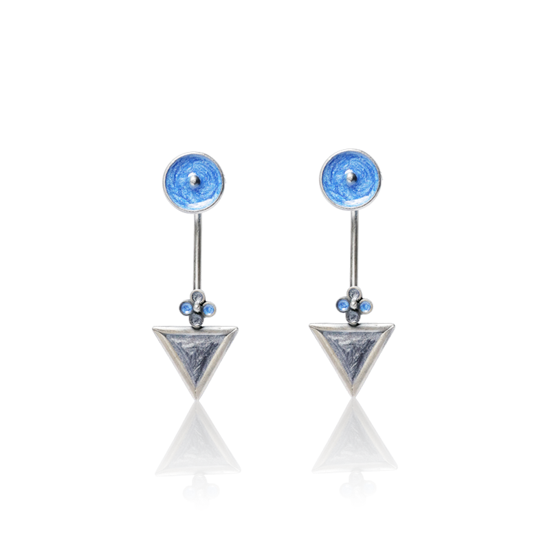 Oxidized silver triangle earrings for women – ethnic traditional jewelry perfect for Diwali, Navratri, and festive occasions