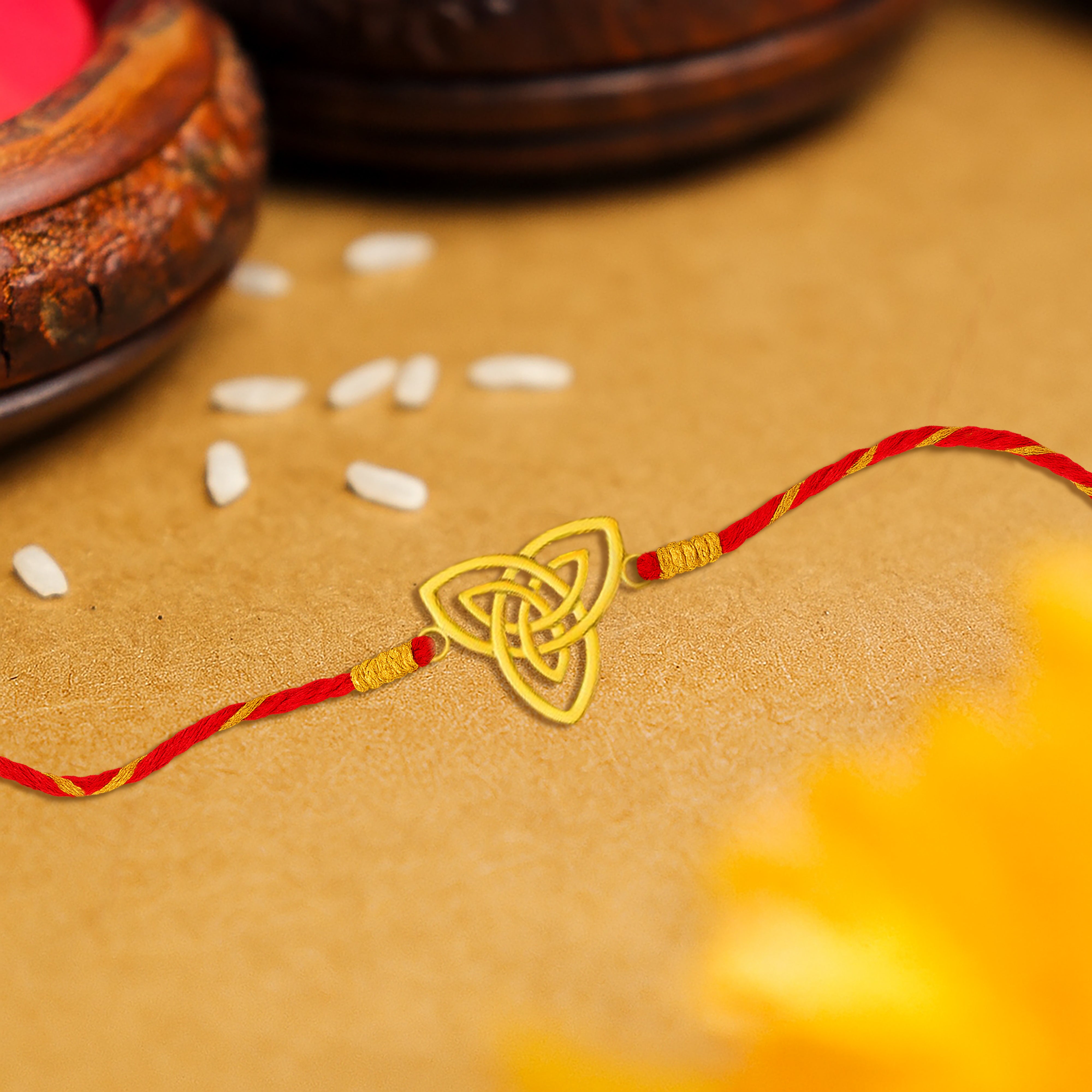 Silver rakhi for brother with geometric pattern – original silver rakhi design with price for Raksha Bandhan
