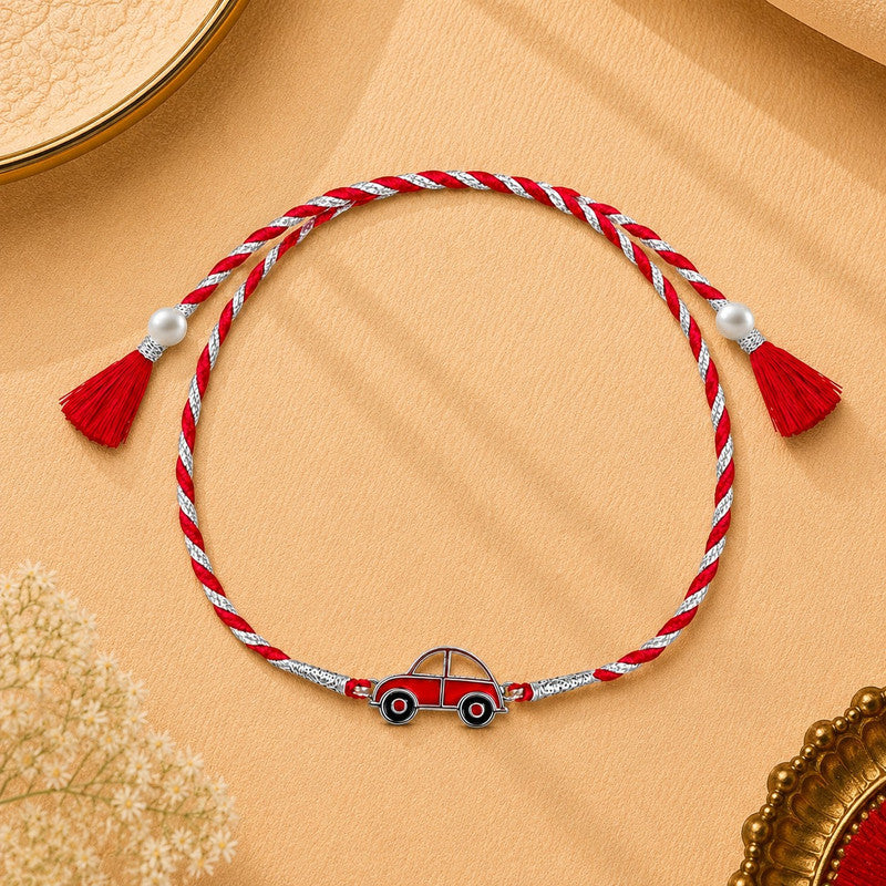 Silver Lord Ganesha Ji Rakhi for Brother with Roli Chawal