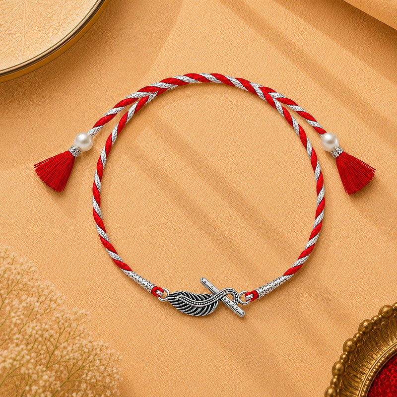 Silver Bansuri Rakhi for Brother with Roli Chawal
