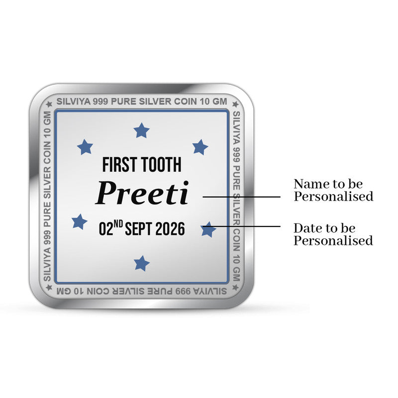 Tooth Fairy Customized 999 Pure Silver Coin Square Shape