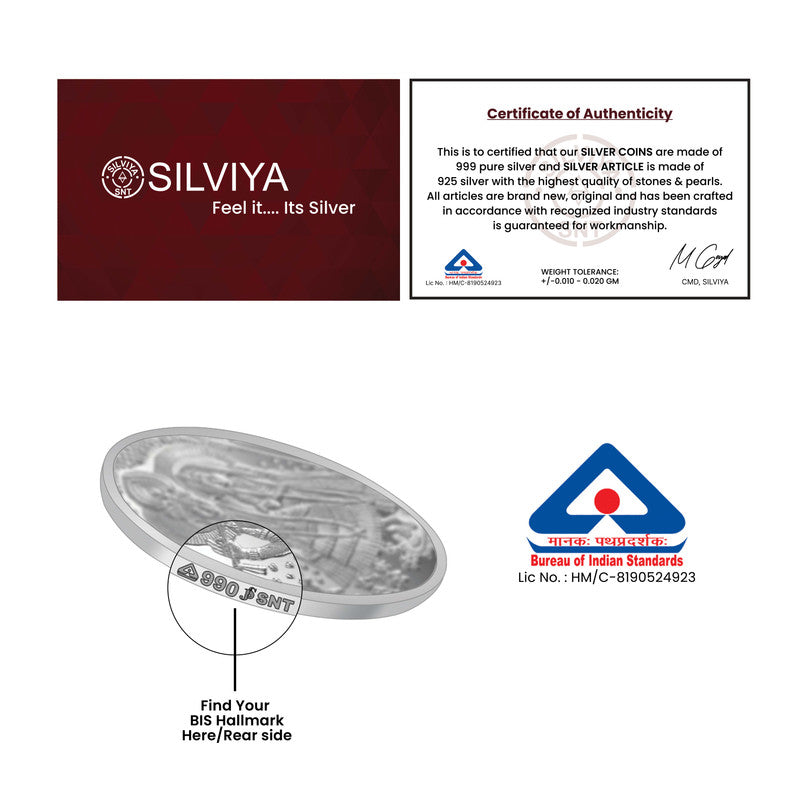 Lakshmi Ganesh Ji Colored 999 Pure Silver Coin Round Shape