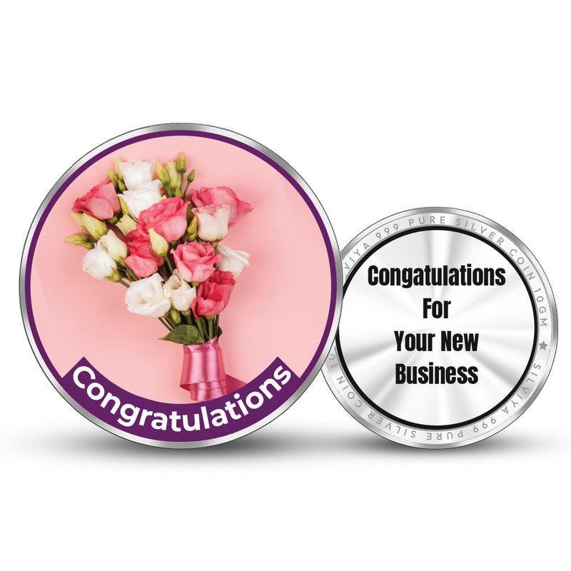 Front and backside of round 999 pure silver new office inauguration coin.