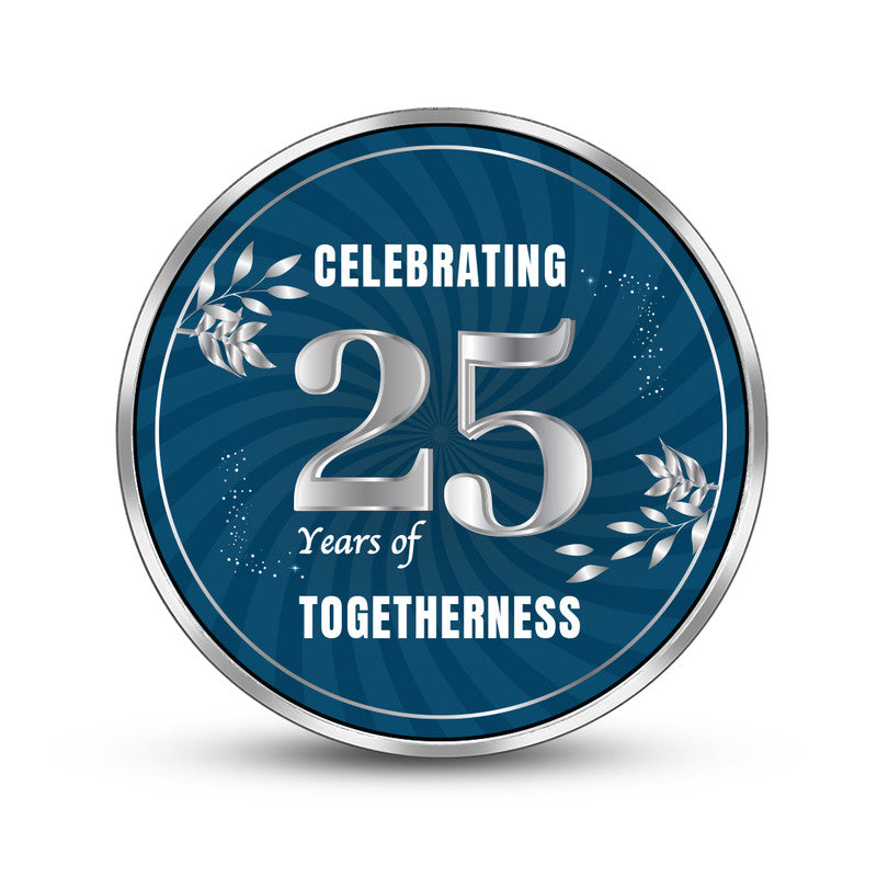 Custom 25th Anniversary Silver Coin – Personalized Round Front Design