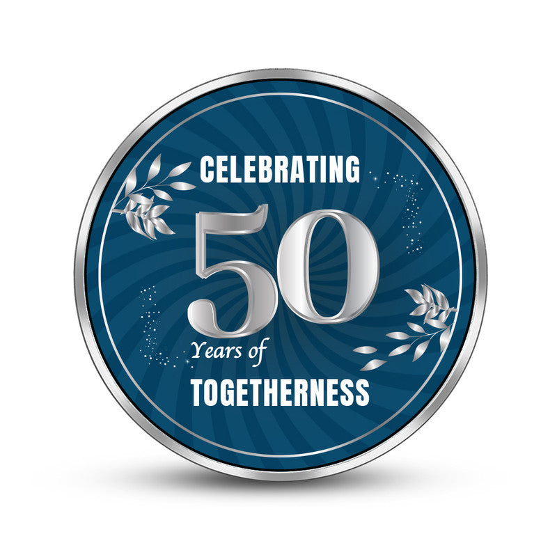 Custom 50th Anniversary Silver Coin – Personalized Round Front Design