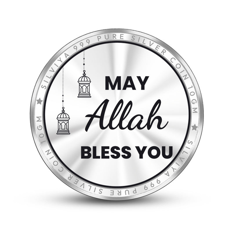 Happy Eid 999 Silver Coin Round Frame backside