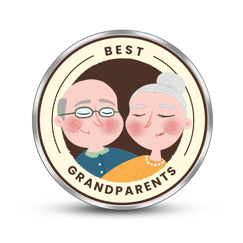 Round 999 silver coin with fixed Best Grandparents design.