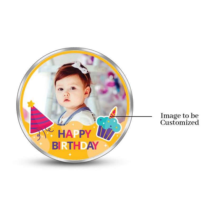 999 silver coin with customised Bundle of Joy newborn photo