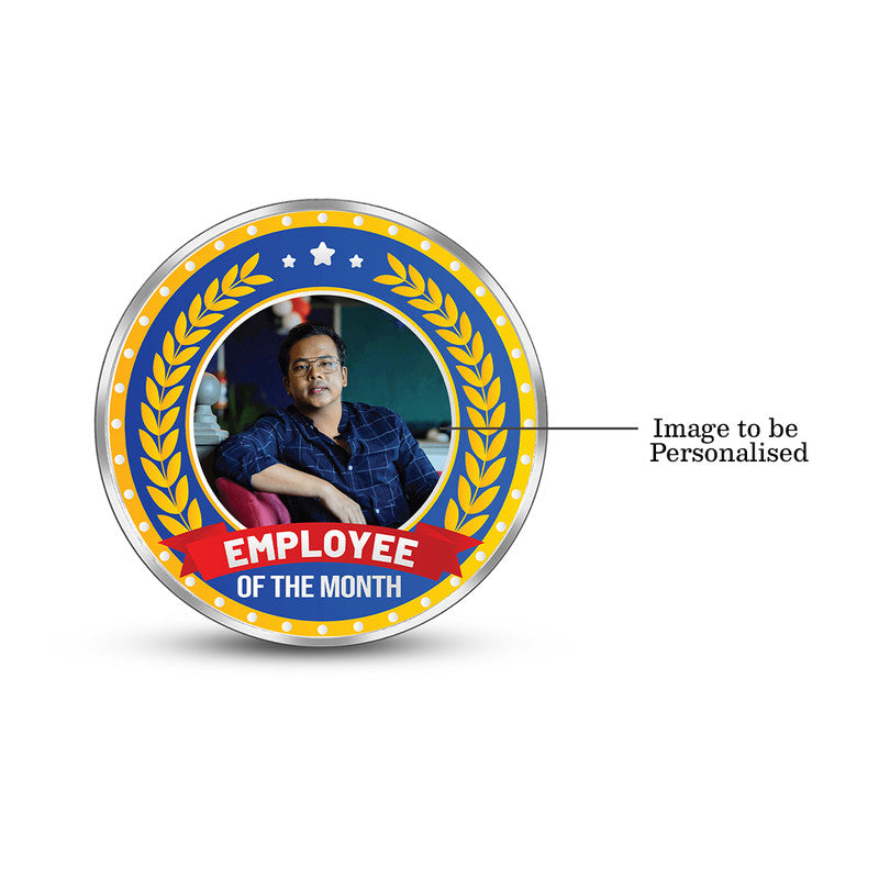 Round 999 silver coin with customised best employee photo or design