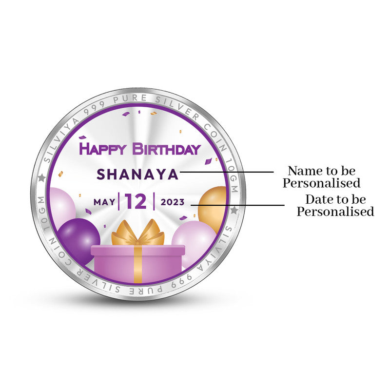 Birthday Treasure 999 Silver Coin Round Frame backside