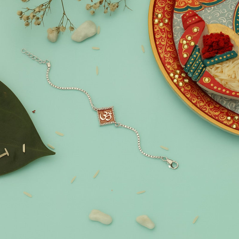 Sterling Silver Om Rakhi Bracelet For Kids