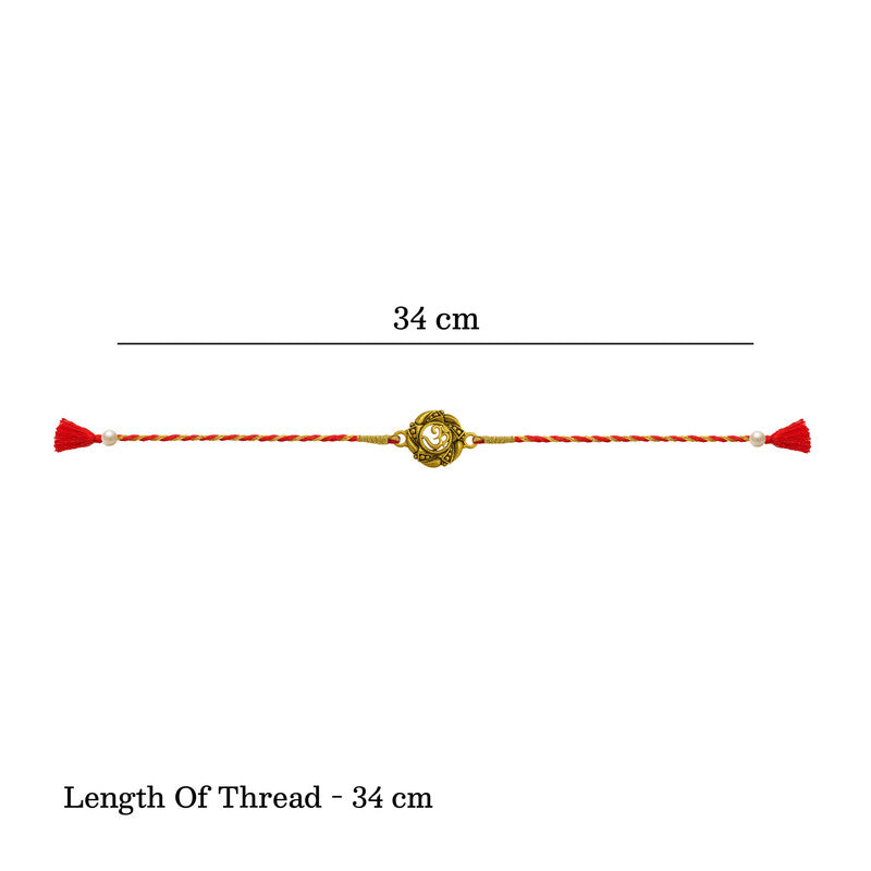 Silver Om with Leaf Rakhi For Brother