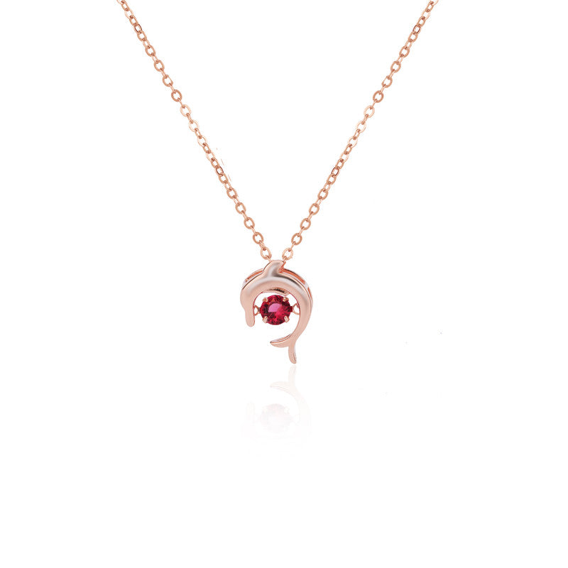 Rose Gold Dolphin 925 Silver Pendant Necklace – festive ocean-inspired jewelry gift for women