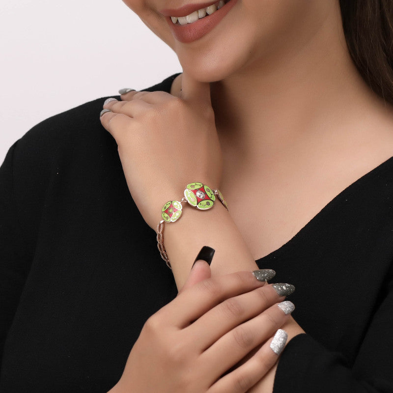 Festive Look with Rose Gold Eternity Bracelet – Stylish Silver Jewellery for Navratri, Wedding & Party Wear