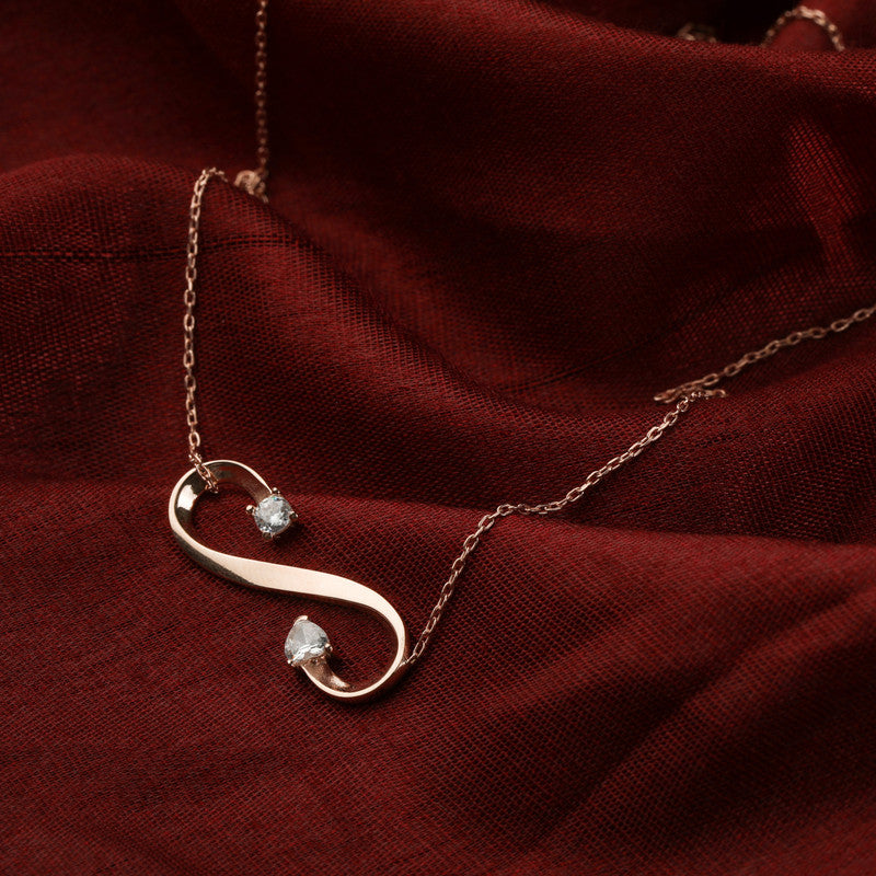 Rose Gold Infinity 925 Silver Pendant Necklace Prop – Karwa Chauth gift for wives and brides-to-be