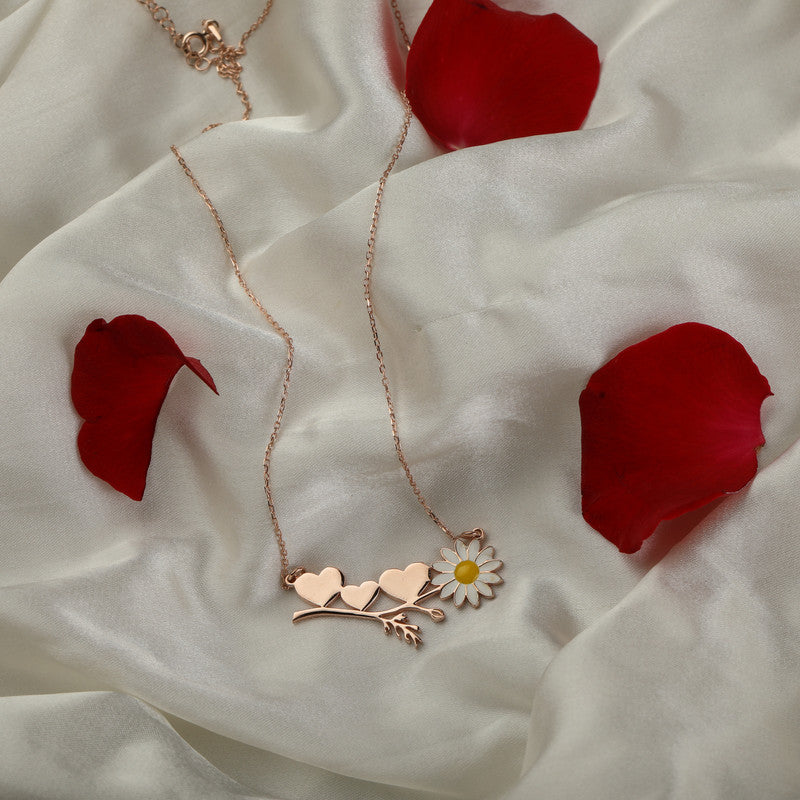 Rose Gold Sunflower 925 Silver Pendant Necklace prop – trendy festive necklace for gifting