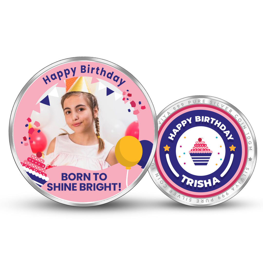 Round 999 Pure Silver Coin Gift Custom Birthday Keepsake