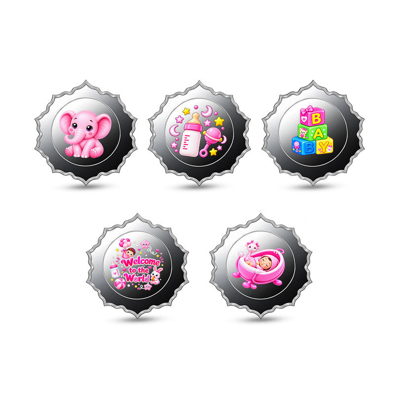 New Born Baby Girl 999 Pure 5 Silver Coin Set