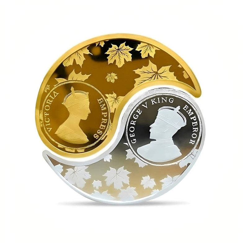 King and Queen 999 Pure Silver Coin Kaju Shape Gold Plating