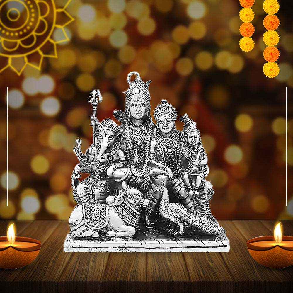925 Silver Shiv Pariwar 3D Idol Set