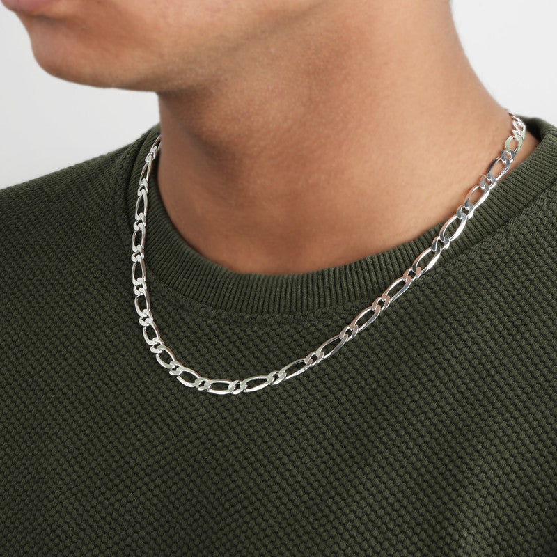 Men wearing Silver Classic Figaro Chain – fashionable silver necklace for men